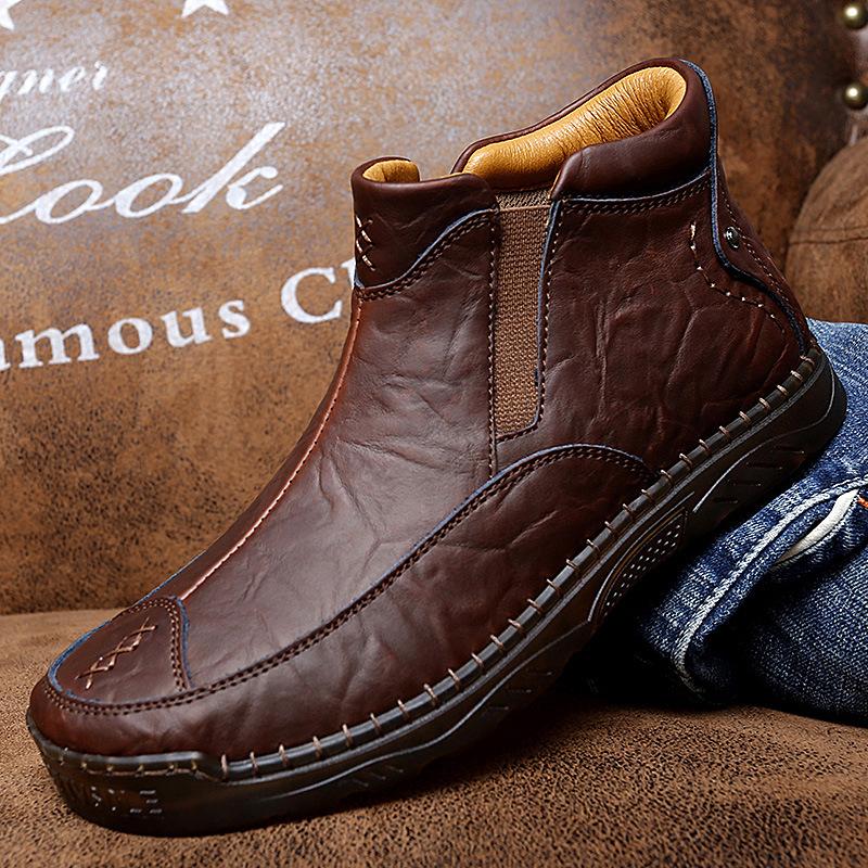 Men's Outdoor Casual Handmade Cowhide Boots – flyjoee